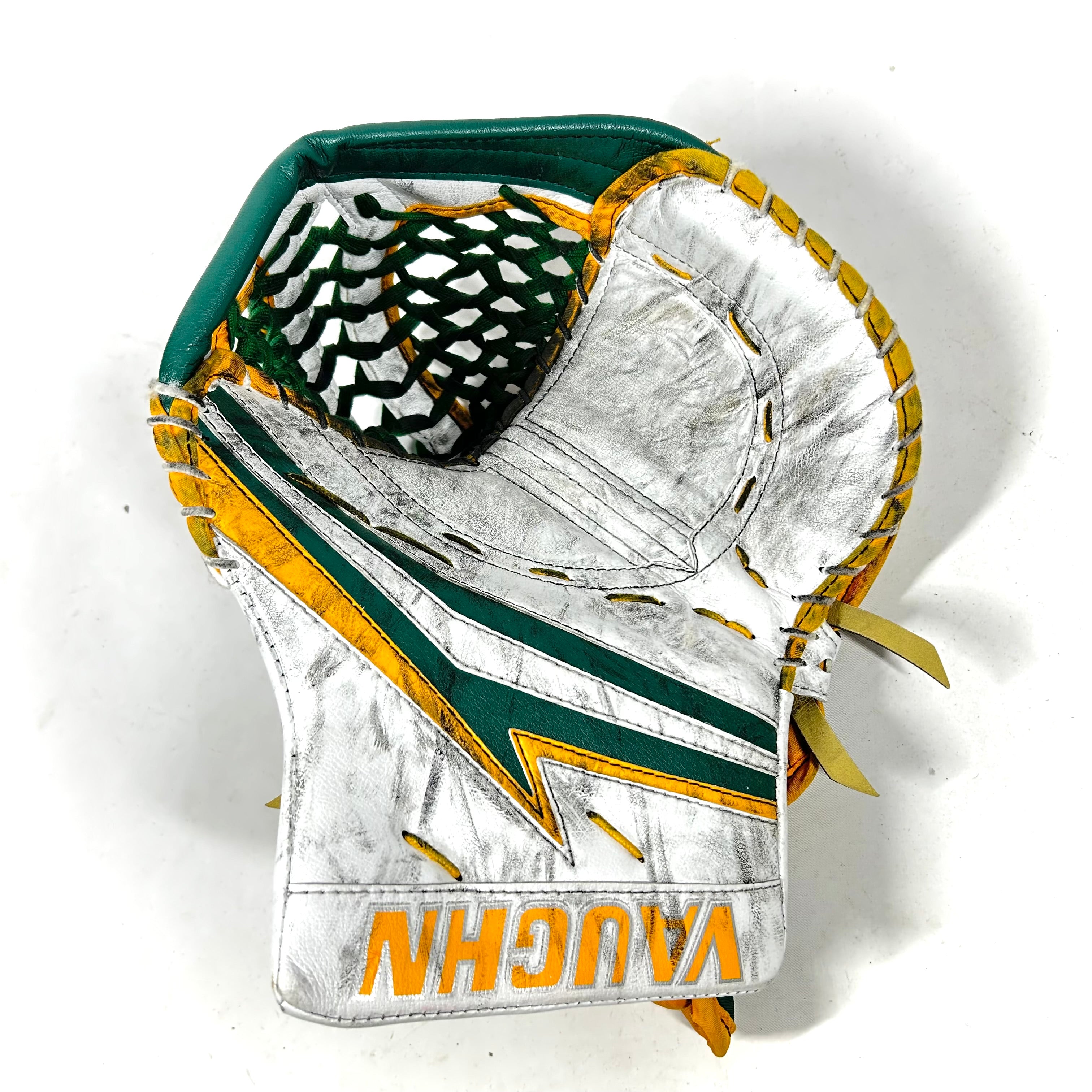 Vaughn Velocity V9 - Gant de gardien de but Pro Stock d'occasion (blanc/vert/jaune)